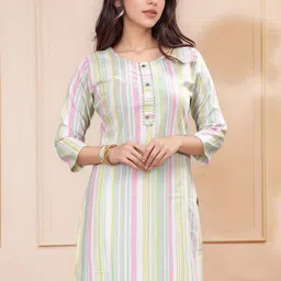 Anouk Rustic Women Striped Kurta image 4