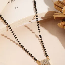 ADIVA 18K Gold-Plated American Diamond Studded & Beaded Mangalsutra-picture-15