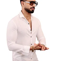 KHUSHI CREATION Men Original Slim Fit Solid Spread Collar Casual Shirt image 2