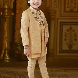 Arshia Fashions Boys Embroidered Mandarin Collared Sherwani image 3