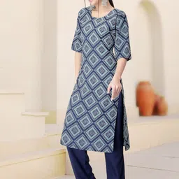 HERE&NOW Selection Of 3 Ethnic Motifs Printed Round Neck Straight Kurta image 3