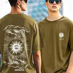 AUSK Graphic Printed Round Neck Drop Shoulder Sleeves Oversized Pure Cotton T-shirt image 4