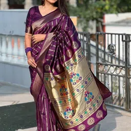 Snofi Creation Floral Zari Pure Silk Kanjeevaram Saree-picture-18