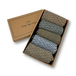 The Tie Hub Men Pack Of 5 Herringbone Patterned Mid-Length Socks image 2