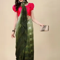 Granthva Fab Striped Silk Blend Designer Saree-image-8