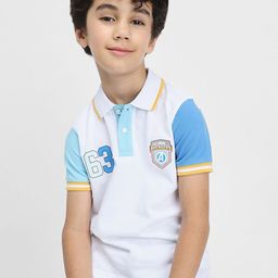 BONKIDS Boys Typography Printed Polo Collar Cotton T-shirt-picture-34