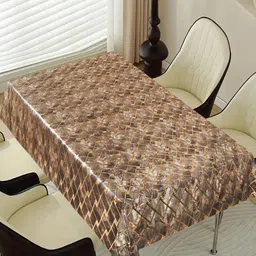 Dakshya Industries Brown Geometric Printed Waterproof Plastic 6-Seater Table Cover image 2