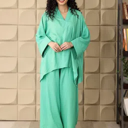 Ambraee V-Neck Tunic With Palazzo Co-Ord Set-picture-33