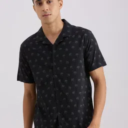 VALEN CLUB Men Floral Printed Cuban Collar Pure Cotton Casual Shirt-image-84