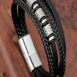 Vientiq Black Leather Bracelet-picture-26