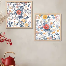 WALLLANE Brown & White 2 Pieces Floral & Botanical Wood Wall Art-image-72