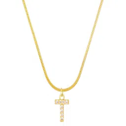 AQUASTREET 18K Gold Plated Anti-Tarnish Zircon Initial Letter T Pendant Necklace-picture-27