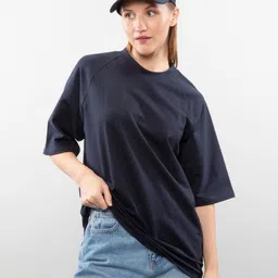 URBANICE Round Neck Raglan Sleeves Oversized Cotton T-shirt-picture-25