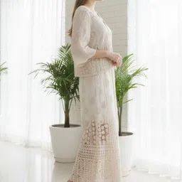 MARC LOUIS Self Design Round Neck Shirt & Skirt Co-Ords-picture-31