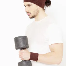 Bharatasya Unisex Set of 3 Brown Headband & Wrist Band image 5