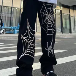 styleverse Men's Cotton Grunge Punk Spider Web Print Trendy and Comfortable (Black) image 3