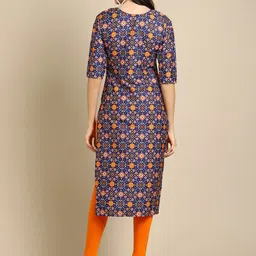 7Threads Women Pack Of 6 Multicoloured Geometric Printed Crepe Kurta image 3