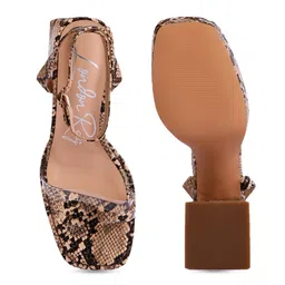London Rag Beige Printed Party Block Heel Sandals image 3