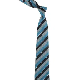 kavove KOVOVE Men Teal & Black The Magma Striped Broad Tie image 4