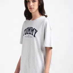 Tommy Hilfiger Round Neck Drop Shoulder Sleeves Typography Printed Cotton T-shirt image 4
