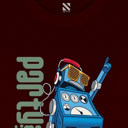 NUSYL Boys Maroon Printed Mandarin Collar Applique T-shirt image 3