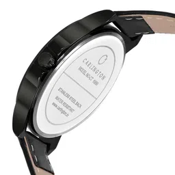 CARLINGTON Men Black Alloy Dial & Black Leather Straps Analogue Watch CT1050 Black image 4