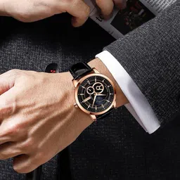 GIORDANO Men Patterned Dial & Leather Textured Straps Analogue Watch GZ-50084-03 image 3