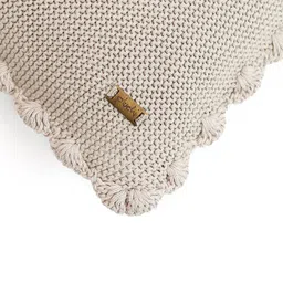 Pluchi Beige Self Design Cotton Square Cushion Cover image 4