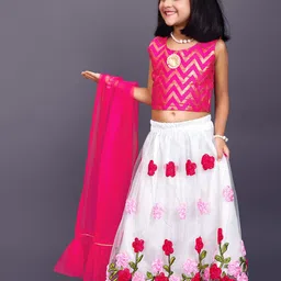 BAESD Girls Embroidered Ready to Wear Lehenga & Blouse With Dupatta image 4