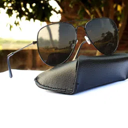 Jiebo Men Black Lens & Black Aviator Sunglasses with-picture-12