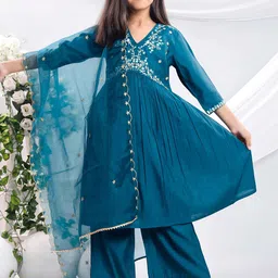 BAESD Girls Embroidered Regular Sequinned Kurta with Palazzos & With Dupatta-picture-45