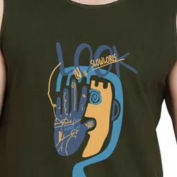 SLOWLORIS Men Pack Of 2 Printed Bio-Wash Combed Cotton Gym Vests image 4