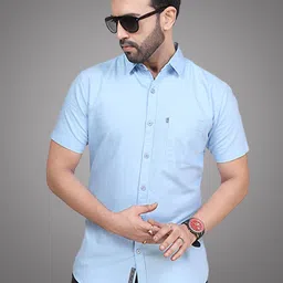 D Finish Men Smart Fit Solid Spread Collar Cotton Casual Shirt-picture-13