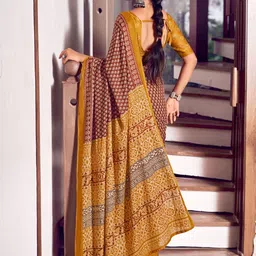 Chandbaali Ajrak Printed Pure Cotton Bagru Saree image 5