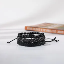 Roadster Men Set Of 3 Leather Wraparound Bracelet-picture-21