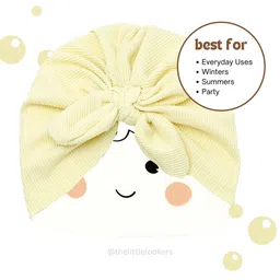 THE LITTLE LOOKERS Unisex Soft Hosiery Turban Bow Knot Cap image 3