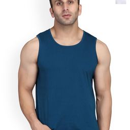 SLOWLORIS Pack Of 2 Printed Round Neck Sleeveless Bio-Wash Cotton Gym Vests-picture-1