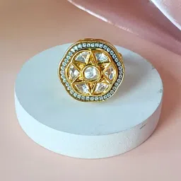 BLACKBOX Gold-Plated Kundan Studded Adjustable Finger Ring-picture-38