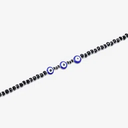 Tweov 925 Sterling Silver Rhodium-Plated Artificial Beaded Evil Eye Anklet image 4
