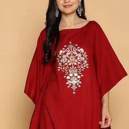 LetsDressUp Women Fetching Maroon Rayon Kaftan image 2