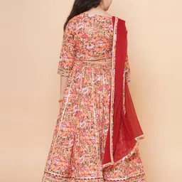 Bitiya by Bhama Girls Floral Printed Ready to Wear Lehenga & Blouse With Dupatta image 3