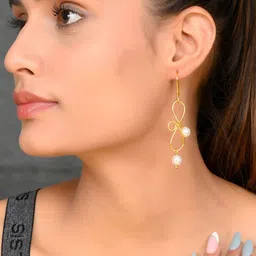 Silvermerc Designs Gold-Plated Pearls Contemporary Drop Earrings-picture-41