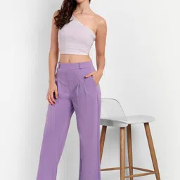 Next One Smart Loose Fit High-Rise Easy Wash Pleated Parallel Trousers image 5