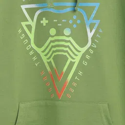 Lil Tomatoes Boys Olive Green Printed Hooded Sweatshirt image 4