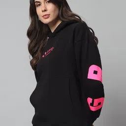 GRIFFEL Typographic Printed Hooded Fleece Sweatshirt image 3