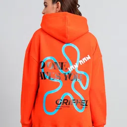 GRIFFEL Typography Printed Hooded Fleece Oversized Pullover image 5