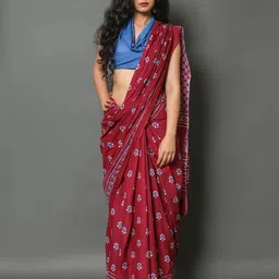 Pinkcity Trade World Floral Pure Cotton Block Print Saree-picture-24