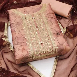 SAINOOR Embellished Semi-Stitched Dress Material-picture-10