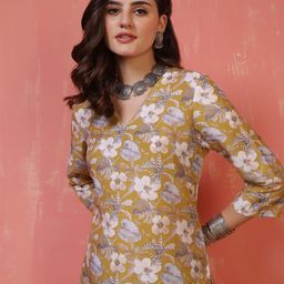 Anouk Rustic Floral Printed V-Neck Straight Kurta-picture-0