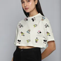 Attire Empire Women Mickey & Friends Graphic Printed Round Neck Oversized T-shirt-image-14